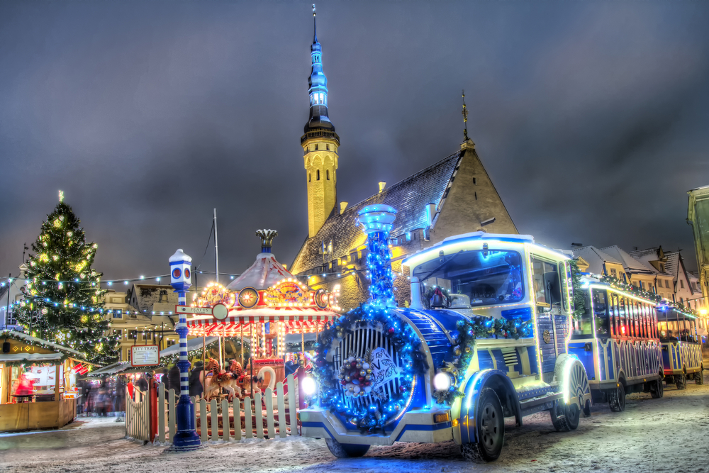Tallinn Christmas Market Light Up Train Estonia